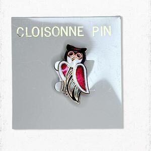7175. Vintage Cloisonné Owl Brooch